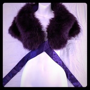 Faux Fur Purple Shoulder Wrap One Size